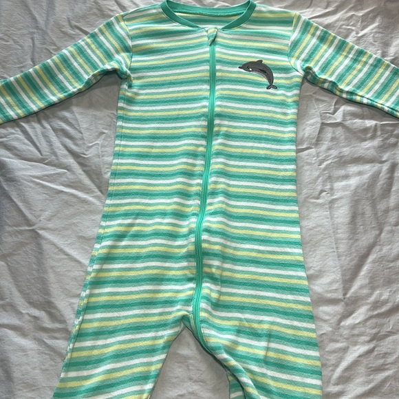 Tuffy - Striped Green Dolphin onesie/sleeper - Picture 4 of 4
